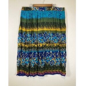 Electric Hippie Floral Chaudry Women Size M Multicolor Geometric Midi‎ Skirt